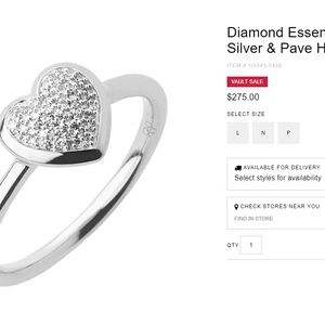 Natural Diamond Silver Heart Ring